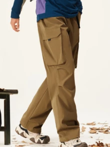 CAMEL CROWN Men's Outdoor Hiking Multi-Pocket Pants, Men's Loose Waterproof Long Pants For Autumn - Psoralea Corylifolia - View 4
