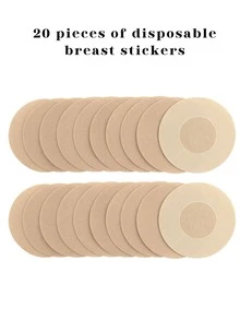 100/50pcs Disposable Round Nipple Covers, Non-Woven Fabric Nipple Pasties, Sports Bra Invisible Nipple Covers - Apricot - View 9