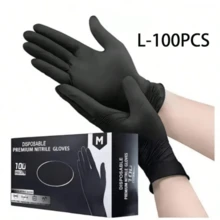 100pcs Nitrile Disposable Gloves-Latex Free, Non Rubber Gloves For Cleaning, Cooking, Food Prepping, Professional Protective Gloves - 黑色 - 查看 10