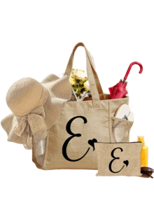 1/2/3 pezzi Set di borse a tracolla in lino con lettera iniziale, borse da spiaggia con monogramma da A a Z con tasche laterali in rete e pochette abbinata, ideale per trasportare gli essenziali da spiaggia, la spesa, gli articoli quotidiani e aggiungere un tocco preppy personalizzato agli outfit estivi, adatto per gli amanti della spiaggia, damigelle, studenti, donatori di regali, perfetto per gite in spiaggia, giornate in piscina, picnic, shopping, addii al nubilato, borsa da shopping riutilizzabile - Multicolore - Visualizzare 42