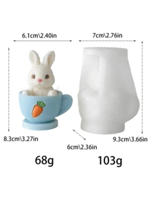 1个可爱兔子硅胶模具，适用于家居装饰、房间装饰、婚礼装饰、复活节装饰、DIY兔子蜡烛、手工环氧树脂石膏模具，女士礼物、复活节礼物 - 白色 - 查看 16