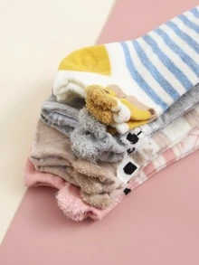 4 pares de calcetines tipo barco con orejas de zorro de dibujos animados y boca poco profunda para mujer, para primavera/verano - Multicolor - Ver 4