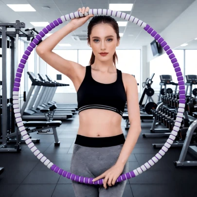 6件套可拆卸不锈钢健身环训练器，可增加腰腹部训练负荷，尺寸可调节，加厚可拆卸设计，适合健身和舞蹈。