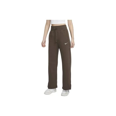  Nike Sportswear Phoenix Fleece 純色繫帶高腰寬腿針織運動褲 女款 棕色