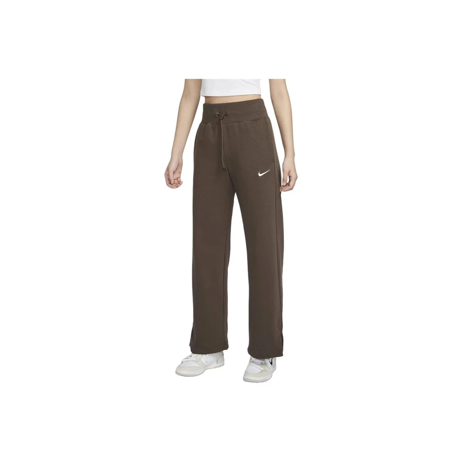 Nike Sportswear Phoenix Fleece Solid Color Lace-Up High-Waisted Wide-Leg Knit Sweatpants, Women's, Brown