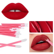 200支装一次性唇刷 - 植绒绒毛刷头，适用于唇膏、唇彩和遮瑕膏，旅行装化妆工具，黑色手柄，赠品 - 粉色 - 查看 5