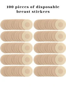 100/50pcs Disposable Round Nipple Covers, Non-Woven Fabric Nipple Pasties, Sports Bra Invisible Nipple Covers - Apricot - View 11