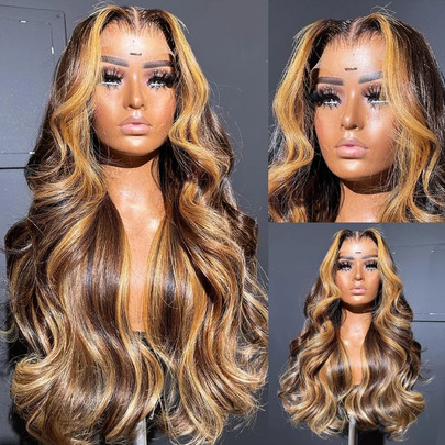 26 Inch #P4/27 Highlight Wig Human Frontal Hair 200% Density 13X4 HD Lace Front Wigs And 5*5 4*4 Lace Closure Wig Natural Hairline Put And Go Glueless Wig Pre Plucked Transparent Lace Front Wig For Women Body Wave Blended Hair With Baby Hair Wig