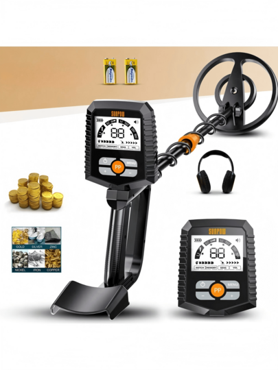 SUNPOW Gold Detector Large Metal Detector, LCD Depth Display, 4 Search Modes Anti-Interference, Precision Detection, Buzzer & Vibration Alert, Metal Finder For Gold Silver Relics, Ideal For Beach River Mountain Outdoor Exploration