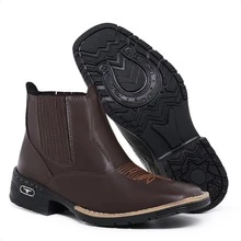 Men's Western Boots, Comfortable Country Style, Square Toe, Rodeo Style, Elastic Straps - Óxido marrón - Ver 4
