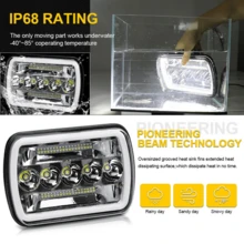 7x6 Inch 5x7 Inch LED Car Headlight, High/Low Beam, Rectangular Headlamp With White Daytime Running Light And Yellow Turn Signal, Auto Parts - 1pcs - View 8
