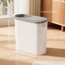 Large Capacity White And Gray Bathroom Bin With Lid And Handle - Stylish Push-Open Design, Perfect For Small Areas - Thùng rác có nắp đậy - Xem 2