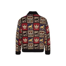 adidas originals CRAFTED JACKET SWEATER 馬年限定 CNY新年款 運動寬鬆翻領長袖針織衫 男女同款 - 黑/白/紅/藍/棕/黃 - 查看 2