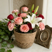 北欧风手工编织草编花盆套装，绿植收纳篮，带防水内衬，有大/中/小三种尺寸可选，适用于客厅和阳台装饰 - A - 查看 11