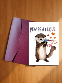 2pcs/Set Cute & Funny Otter Love Letter Cards, Birthday Cards, Invitation Cards With Envelopes, Suitable For Couples, Spouses, Valentine's Day, Anniversary, Christmas, Father's Day - Gift For Husband, Wife, Girlfriend, Boyfriend Or Anyone - Perfect For Romantic Occasions, Singles Party, Ball, Loved Ones - Ideal Choice For Couples - B - View 22