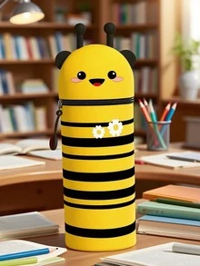 1个硅胶蜜蜂图案二合一铅笔盒，动物造型铅笔盒，采用柔软硅胶材质，可用于收纳学习用品、钢笔、尺子等，是返校季、假期、学习用品和日常用品的理想之选。 - 均碼 - 查看 9