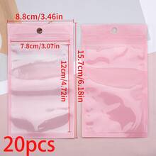 20pcs Sweet Pink Bow Zipper Bags, Transparent Resealable, Suitable For Jewelry Packaging, Small Retail Item Display, Gift Party Packaging - Pink - View 14