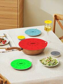 Silicone Food Storage Lid, Anti-Spill And Leakproof, Heat-Resistant And Easy-To-Clean Silicone Pot Lid, Silicone Sealing Cover - Multicolor - View 1