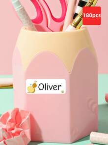 1-240 piezas Pegatinas de papelería personalizadas - Etiquetas con nombre personalizadas, pegatinas con texto personalizado, pegatinas resistentes al agua y al aceite, pegatinas transparentes, etiquetas reutilizables sin planchar, pegatinas con patrones de animales de dibujos animados, perfectas para loncheras de estudiantes, papelería - Estilo 1 - Ver 25