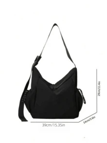 Casual Large Capacity Waterproof Nylon Shoulder Bag, Unisex Cycling Messenger Bag - Black - View 5