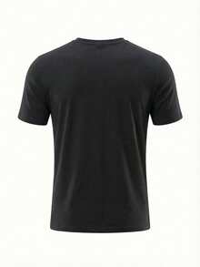 GRDR 1pc Men's Casual Henley Neck Short Sleeve T-Shirt, Summer - Black - View 6