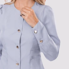 Jaleco Feminino Gabardine Botão Manga Longa Oli - Cinza Claro - Visão 6