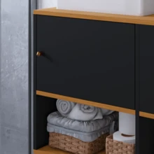 Black Freijó Wall-Mounted Bathroom Cabinet With Door And Shelf For Sink Beauty - 黑色 - 查看 2