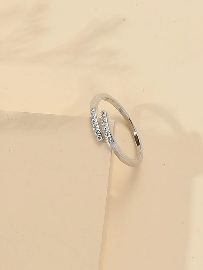 1pc Stainless Steel Fashion Minimalist Cz-Encrusted Toe Ring Silver-Color Ring For Women