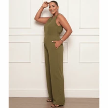 Women's Plus Size Long Elegant Formal Jumpsuit Duna - Màu xanh Ô liu - Xem 3