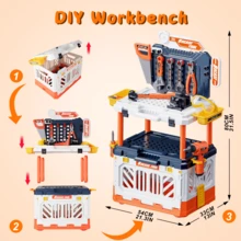 Kids Tool Bench Set 4-In-1 Transformable Construction Toys - Orange - View 5