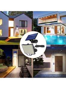 1 Stück 56/106/160 LED Solar Wandleuchte mit Bewegungssensor, wasserdicht, geeignet für Außenbereich Garten Villa Balkon Wandbeleuchtung (Die SOS-Taste auf der Fernbedienung hat keine tatsächliche Funktion) - Verschiedenfarbig - Übersicht 9