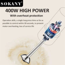 SOKANY 2-In-1 Electric Mixer, 400W High Power, Dual Speed Control, Built-In Measuring Cup, 304 Stainless Steel. Suitable For Whisking Eggs, Mixing Meat, Making Baby Food, And Juicing - EU C Type Plug(220-240V) - View 2