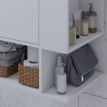 Wall-Mounted Bathroom Cabinet With Door And Shelf For Sink - Beauty - 白色 - 查看 2