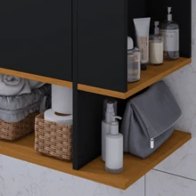 Black Freijó Wall-Mounted Bathroom Cabinet With Door And Shelf For Sink Beauty - 黑色 - 查看 3
