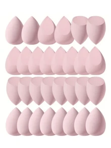 Esponja de maquillaje de tamaño grande, forma de gota de agua angulada, uso dual en seco y húmedo, no absorbente, suave y elástica, adecuada para todo tipo de piel, para base de maquillaje, corrector, BB cream, loción, esponja de maquillaje reutilizable, herramienta cosmética práctica para viajar - Rosa Pálido - Ver 1