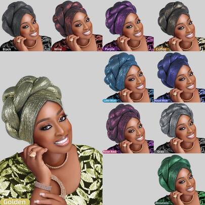 Women's Fashion Side Braided Thousand Leaves Solid Color Turban Headwrap, Suitable For Daily Wear, Church, Mother