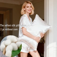 1 buah Sarung Bantal Sutra Mulberry 100% 19mm, Sarung Bantal Sutra Dua Sisi dengan Resleting Tersembunyi, Baik untuk Kulit dan Rambut, Cocok untuk Wanita dan Pria (Isi Bantal Tidak Termasuk) - Putih Krem - View 8
