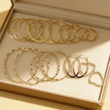 Pendientes de aro lisos de acero inoxidable 304 para mujeres, diseño minimalista y de lujo - Dorado - Ver 7