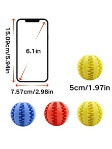 1/3pcs Small Pet Hamster Parrot Toy Ball, TPR Slow Feeder Toy, Blue/Red/Yellow Food Interactive Toy, Dental Care & Boredom Relief Small Pet Toy Ball, Rabbit Chew Toy Ball - Multicolor - View 5