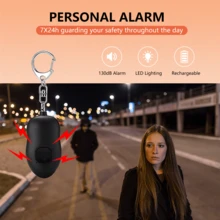 可充电个人报警器 130dB 报警器 个人安全报警器 可充电 LED 灯 适用于女性老年人 个人报警器 钥匙扣报警器 - 顏色 - 查看 7