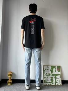Nike Sportswear 2025 高中/大学入学考试满分运动休闲透气圆领短袖T恤，黑色 - 黑色 - 查看 9