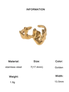 1pc Fashionable Creative Minimalist Asymmetrical Shaped Gold-Plated Stainless Steel Ring, Suitable For Women's Daily, Party And Date Wear - Multicolor - View 8
