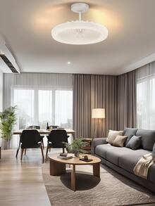 Ventilador de Techo con Luz LED Alto Flujo de Aire Abanico 3 Modos de Iluminación Luz Cálida, Neutra y Fría Diseño Ergonómico Viento Refrescante  para Combatir el Calor Silencioso Socket Universal Luz Ajustable Eficiente Ideal para el Hogar - Blanco - Ver 8