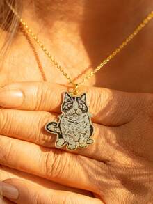 1Pc Customized Pet Picture Necklace Pet Line Art Necklace Minimalist Pet Portrait Necklace Personalized Jewelry Dog Mom Gift Christmas Gift - Multicolor 3 - View 4