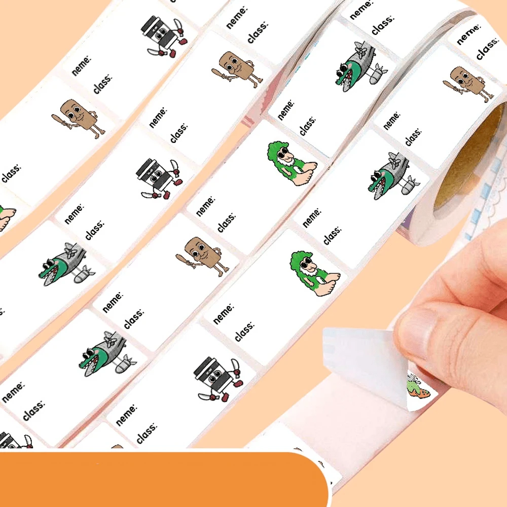 320张姓名贴纸，山海经典图案，标签贴纸，幼儿园和小学适用，个性化姓名贴纸礼物，入学礼物，开学准备，数学套装，简约，儿童，卡通，水瓶，远足，文具 - 彩色 - 查看 1