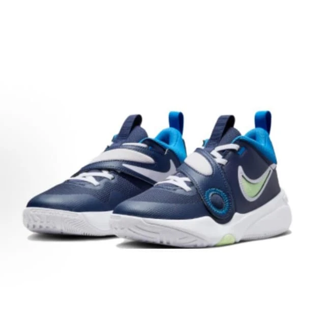 Nike Team Hustle D 11 女款篮球鞋，耐穿、轻便、舒适，适合户外训练，深蓝色，时尚休闲运动鞋，篮球场必备，DV8996-401 - 藍白色 - 查看 1