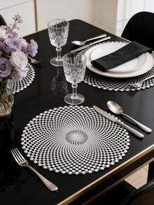 1-200pcs Gold Round Minimalist PVC Placemats, Washable, Easy To Clean, Wipe-Clean, Non-Slip, Holiday Wedding Party Dining Table Decor - Multicolor - View 11