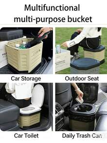 Tragbare, geruchsdichte Outdoor Tragbare Toilette/Mülleimer/Auto Zubehör Aufbewahrungsbox für Reisen; Faltbare Auto Toilette mit Deckel und Griff; Hergestellt aus geruchsdichtem PP/ABS Material; Faltbar zur Platzersparnis, leicht zu reinigen, kann verstaut werden; Multifunktional - Autoinnenraum Stauraum/Auto Toilette/Outdoor Sitz/Alltagsmülleimer - Verschiedenfarbig - Übersicht 10