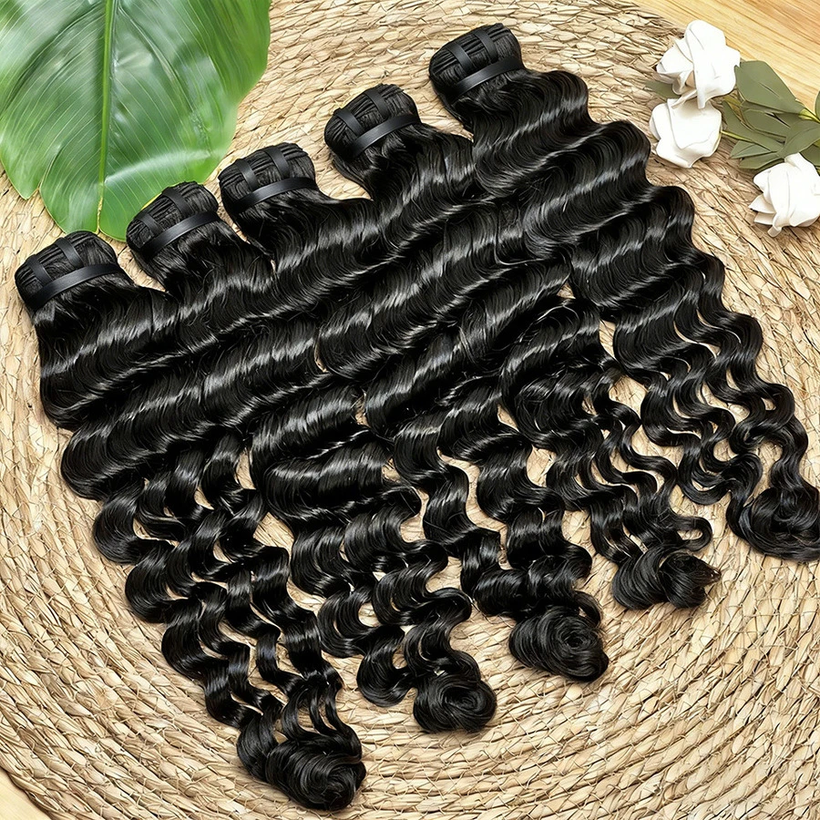 BINF 8-30英寸深波浪卷真人发接发，适合婚礼、庆典和海滩度假，情人节的绝佳礼物