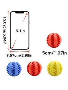 1/3pcs Small Pet Hamster Parrot Toy Ball, TPR Slow Feeder Toy, Blue/Red/Yellow Food Interactive Toy, Dental Care & Boredom Relief Small Pet Toy Ball, Rabbit Chew Toy Ball - Multicolor - View 6